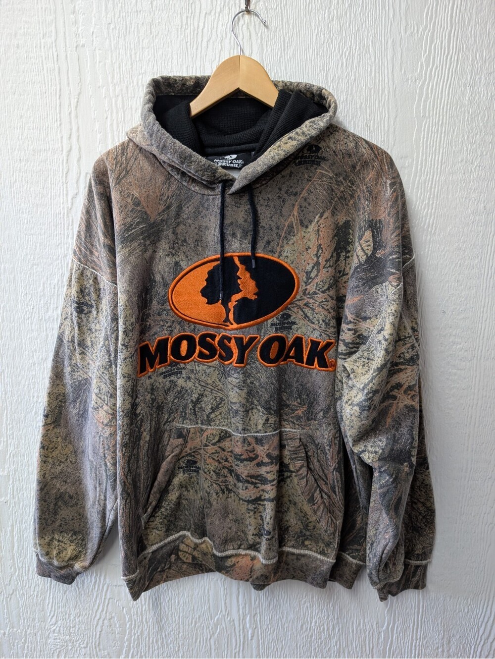Y2K Mossy Oak Brush Infinity Camo Hoodie Sweatshirt Pullover Embroidered XL